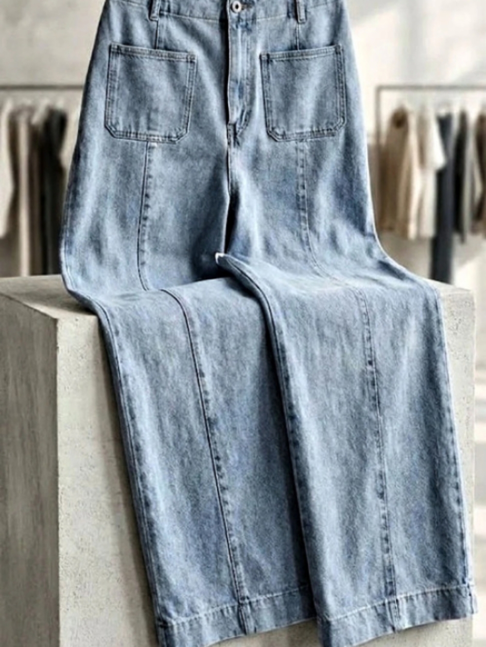Halara Flex High Waisted Pockets Washed Casual Wide Leg Jeans (Sz M) Comfy Soft